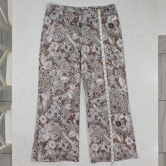 Talbots Cotton Brown Allover Print High Rise Pants Lightweight Casual Fall 12 - Picture 5 of 10